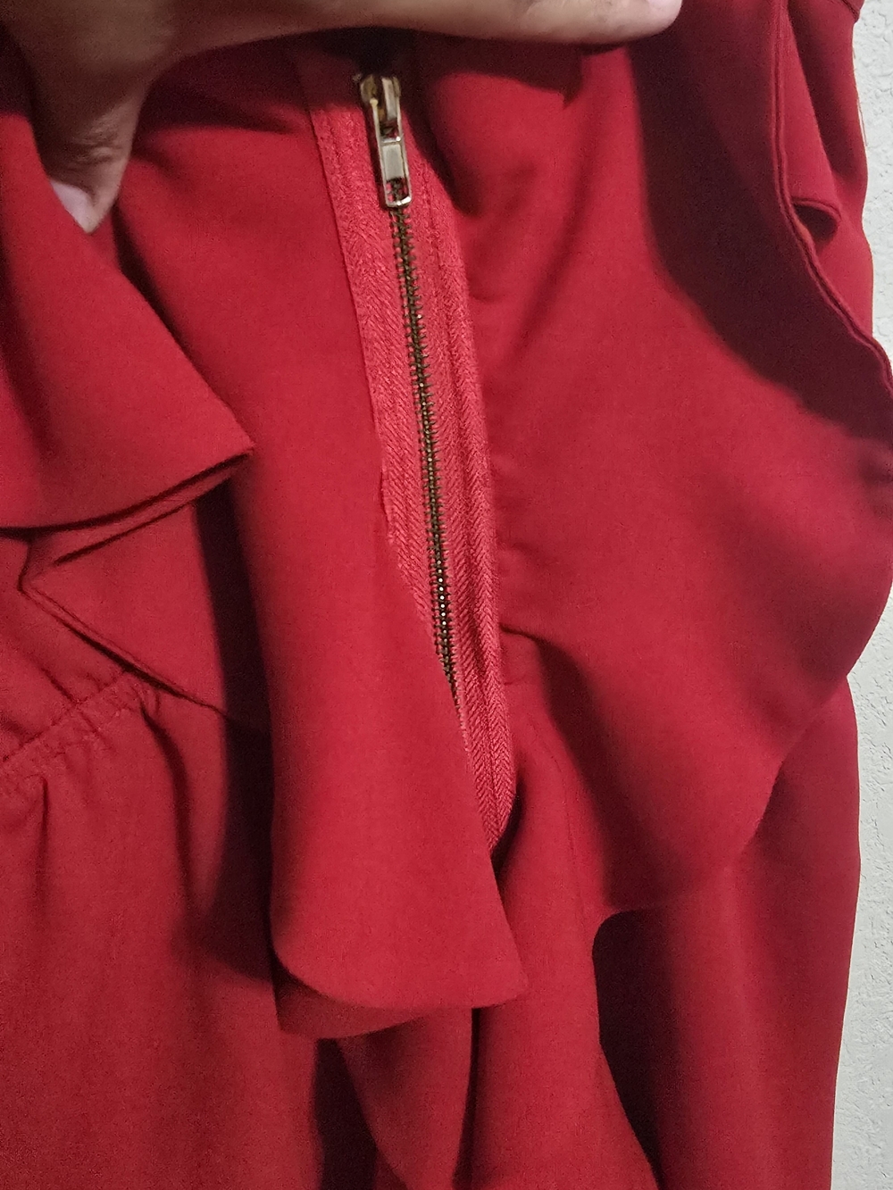 Love Notes Red Ruffle Front Spaghetti Strap Mini Dress - Picture 3 of 6